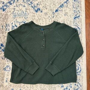Old Navy Forest Green Waffle Knit Henley
